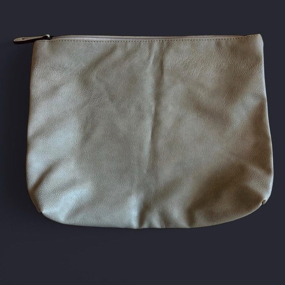 Free People Vegan Leather Large Zip Clutch Bag - -Soft, Gray Taupe - Picture 1 of 8